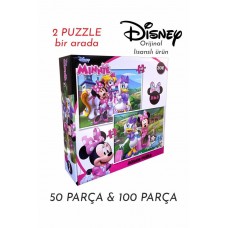 2'li Fırsat Minnie Mouse Puzzle Yapboz Lisanslı 150 Parça Puzzle Hediye