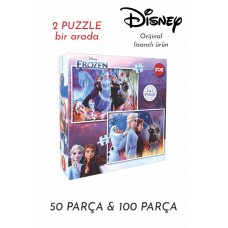 2'li Fırsat Puzzle Disney Lisanslı Frozen Elsa 100 + 50 Parça Puzzle Hediye