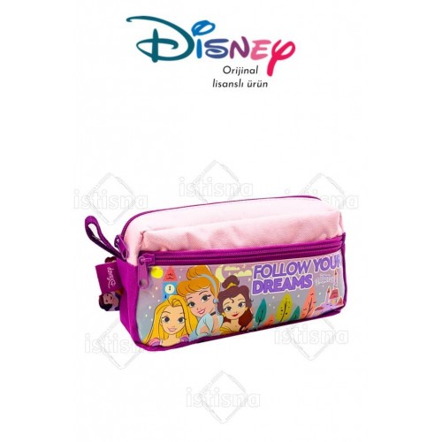 Çift Fermuar Bölmeli Büyük Kapasiteli Kız Çocuklar için Disney Prenses Serisi Kırtasiye Kalem Kutusu