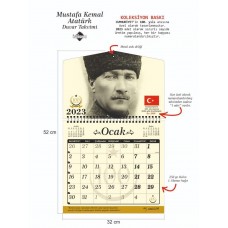 Cumhuriyetimizin 100. Yılına Özel Koleksiyon Seri Numaralı Mustafa Kemal Atatürk 2023 Duvar Takvimi
