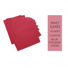 Kırmızı Renk A5 80gr 50 Adet Origami Baskı Fotokopi Kağıdı