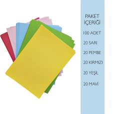 Rengarenk Karışık A5 80gr 100 Adet 5 Renkli Origami Baskı Fotokopi Kağıdı