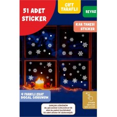 Yılbaşı Kar Tanesi Cam Sticker Çift Yönlü Görünüm Yeni Yıl Süsleme Tüm Yüzeylere Uygun